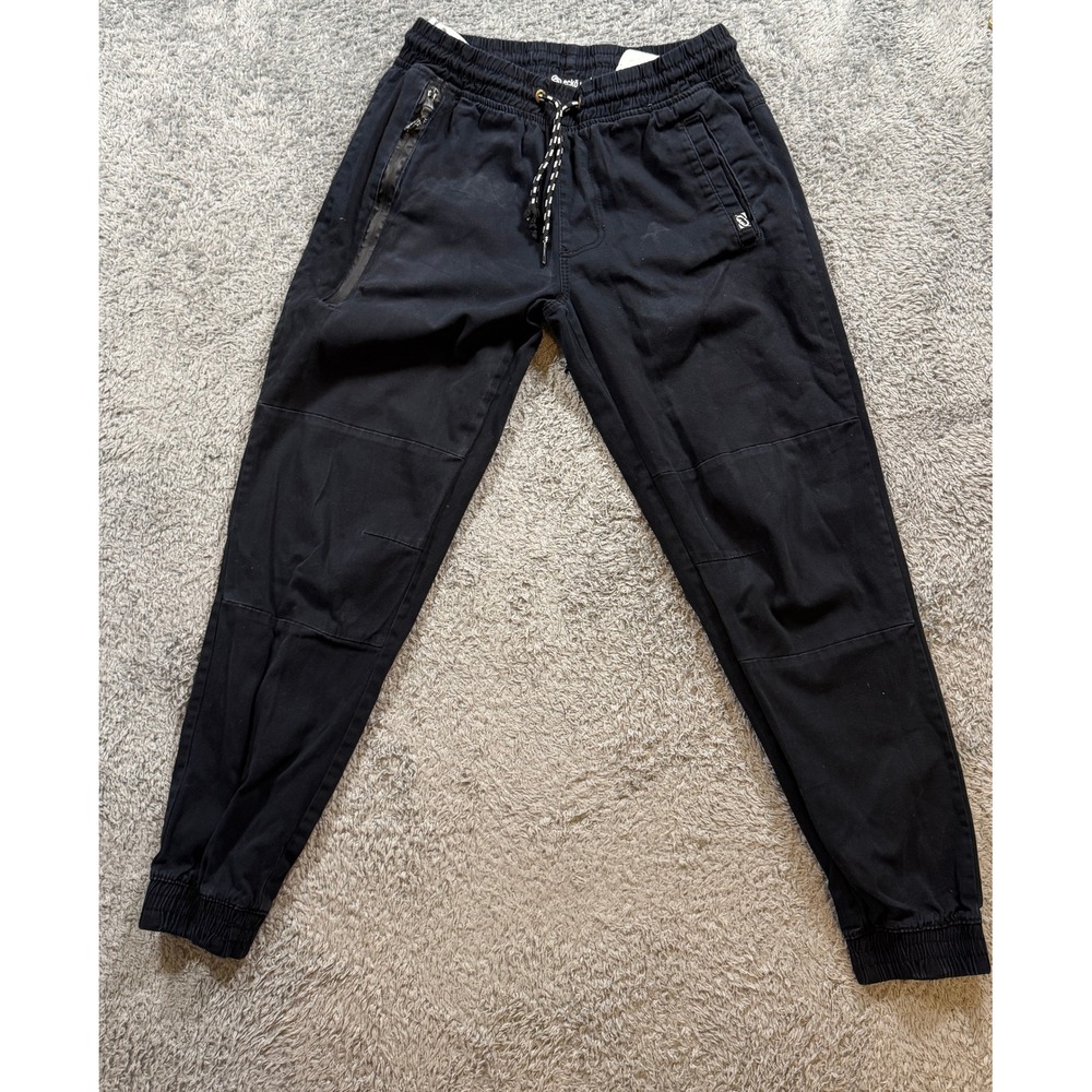 Ecko Unltd Mens Jogger Pants Small Black Cotton Spandex Zip Pocket Knee Panels